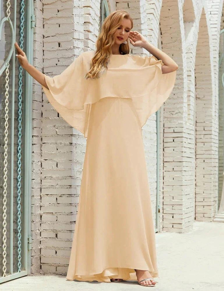 Sunnderly Bridesmaid Dress Women Long Sleeve V-Neck Chiffon Formal Wedding Party Dress SY28018 by numbersea