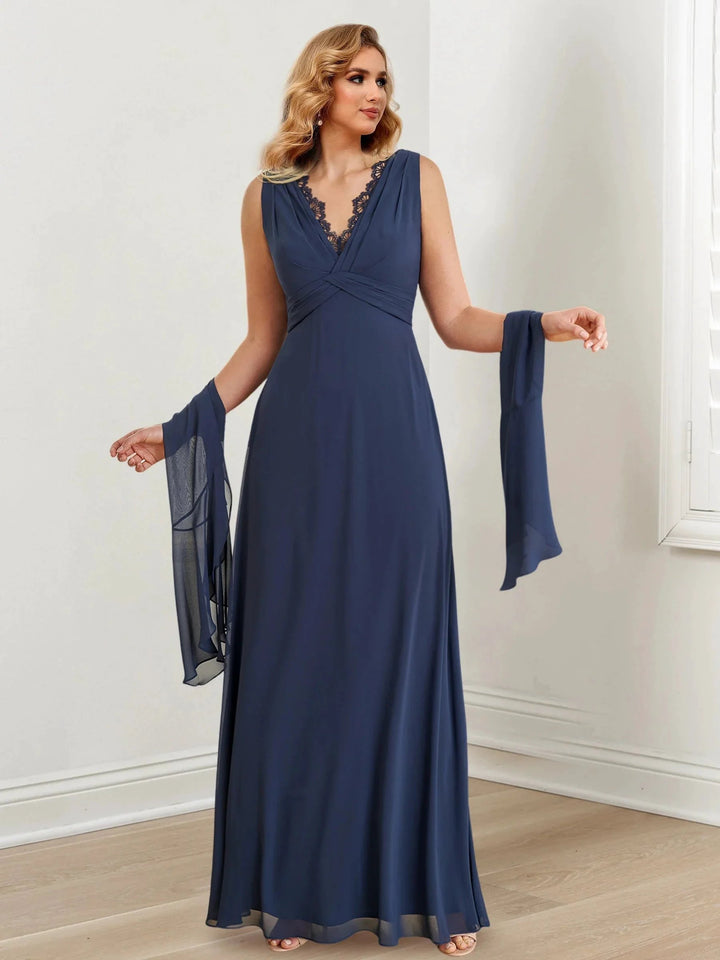 A-Line/Princess V-Neck Floor-Length Mother of the Bride Dresses by Dreamylily