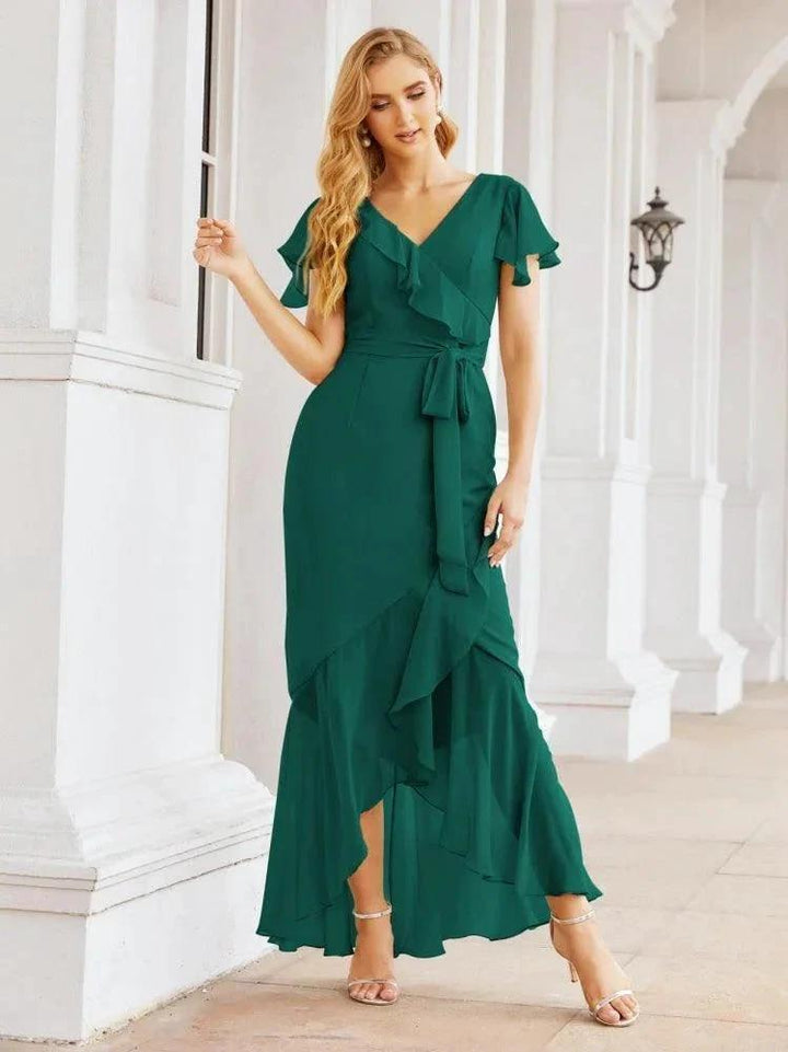 Numbersea Ruffled Bridesmaid Dresses Mermaid Formal Violin Evening Party Prom Gowns 28042 by numbersea