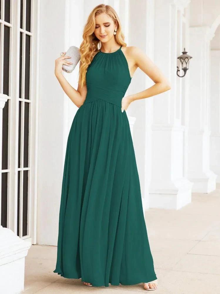 Numbersea Sleeveless Bridesmaid Dresses Long Prom Gown Zipper with Keyhole Back 28056 by numbersea