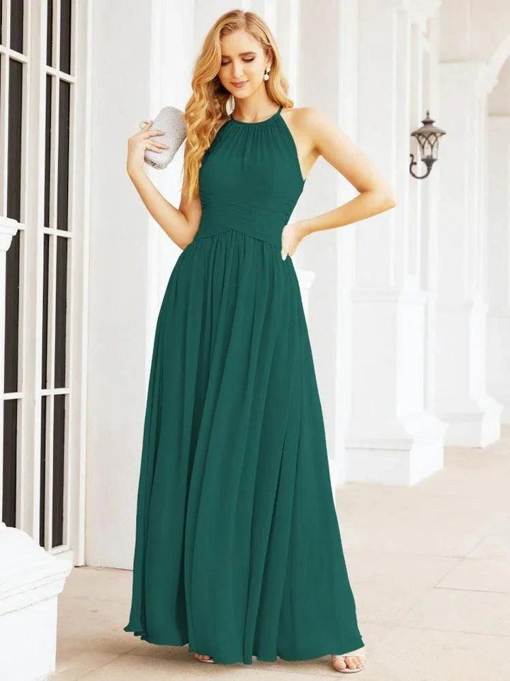 Numbersea Sleeveless Bridesmaid Dresses Long Prom Gown Zipper with Keyhole Back 28056 by numbersea