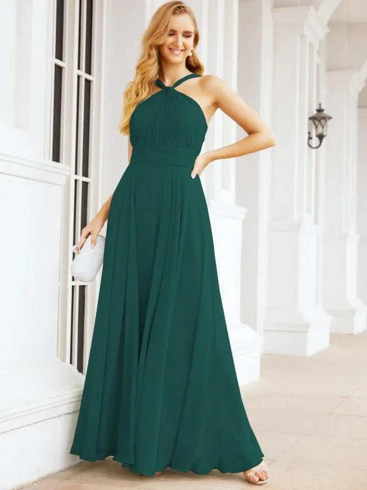 Numbersea Crisscross Halter Bridesmaid Dresses for Party Wedding Evening Prom Maxi Ball Gowns 28053 by numbersea