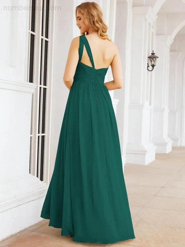 Numbersea One Shoulder Bridesmaid Dresses Long Maxi Formal Evening Party Prom Gowns 28061 by numbersea