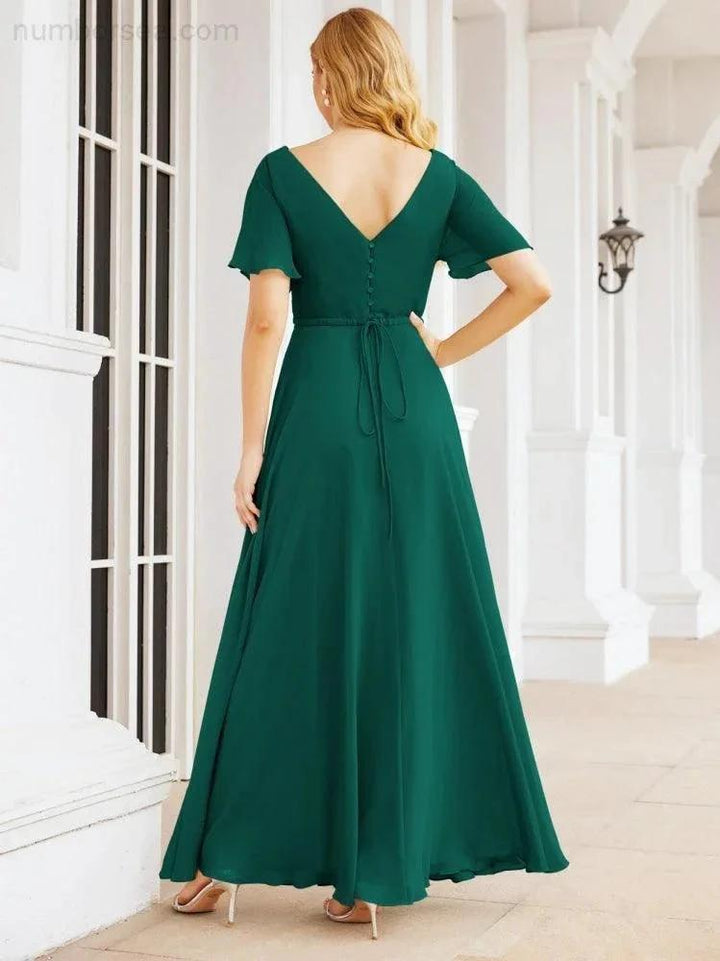 Numbersea Formal Prom Gowns for Mother of The Bride Short Sleeves Bridesmaid Dress 28049 by numbersea