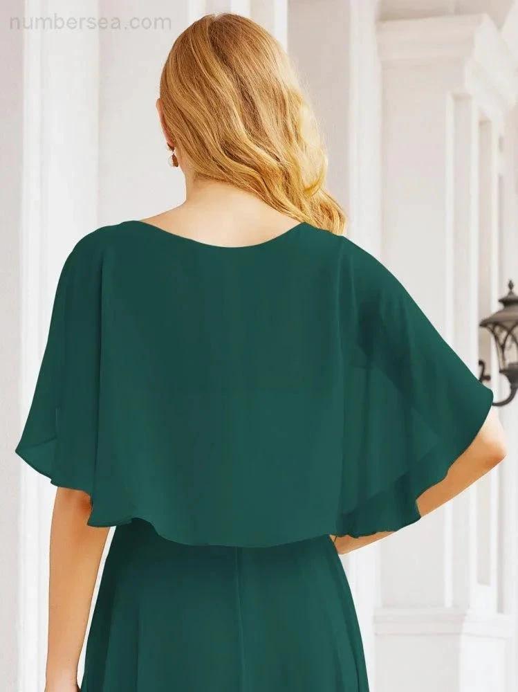 Numbersea Bridesmaid Dresses for Wedding Formal Evening Party Prom Gown with Cape 28050 by numbersea