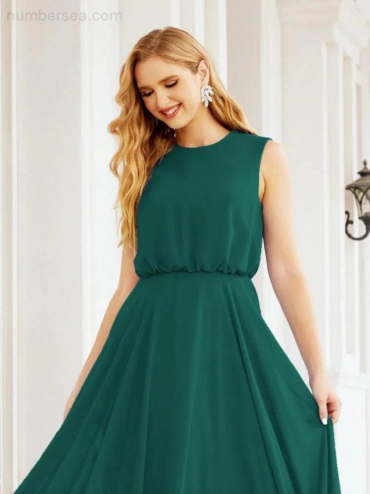 Numbersea Sleeveless Long Bridesmaid Dress A line Formal Evening Prom Gown 28025 by numbersea