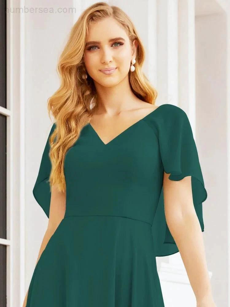Numbersea Bridesmaid Dresses for Wedding Formal Evening Party Prom Gown with Cape 28050 by numbersea