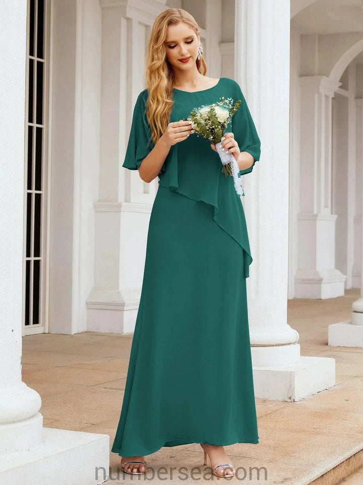 Sunnderly Formal Party Gown Dress Long Mother of The Bride Dresses with Ruffle Cape SY28026 by numbersea