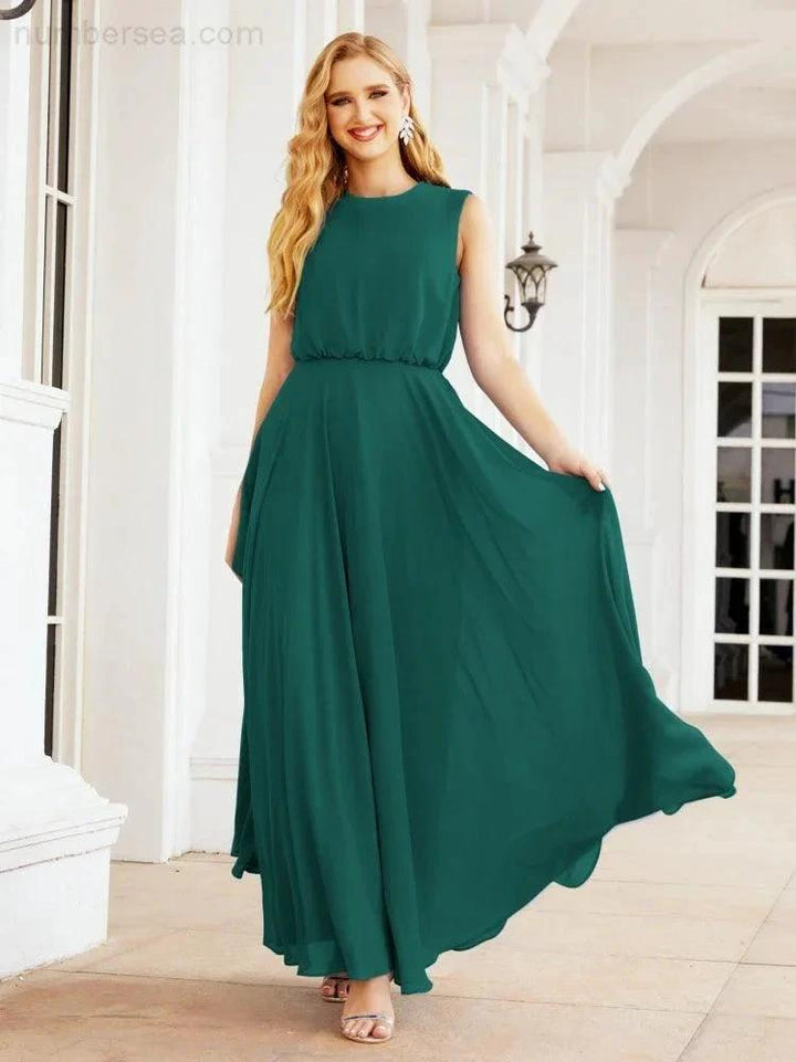 Numbersea Sleeveless Long Bridesmaid Dress A line Formal Evening Prom Gown 28025 by numbersea