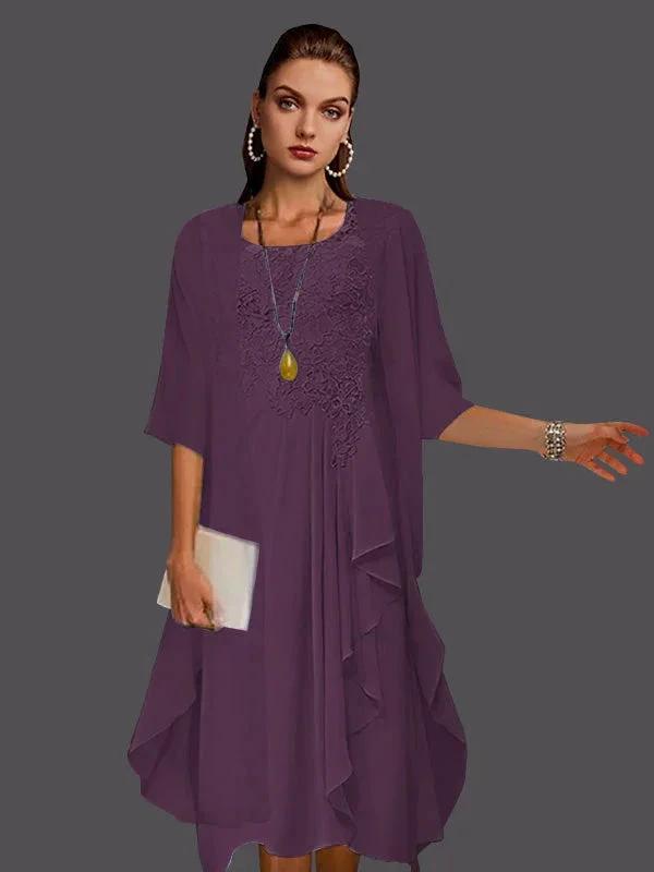 Two Piece A-Line Chiffon Lace Sleeveless Jacket Dresses with Pleats Appliques by Dreamylily