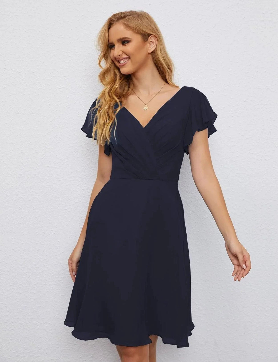 Numbersea U Back Homecoming Dress Formal Prom Dress Knee Length Short Sleeves Cocktail Party Dress 28077 by numbersea