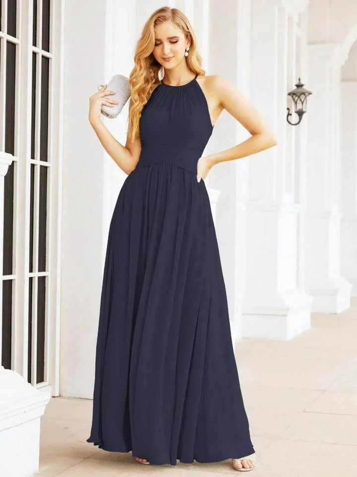 Numbersea Sleeveless Bridesmaid Dresses Long Prom Gown Zipper with Keyhole Back 28056 by numbersea