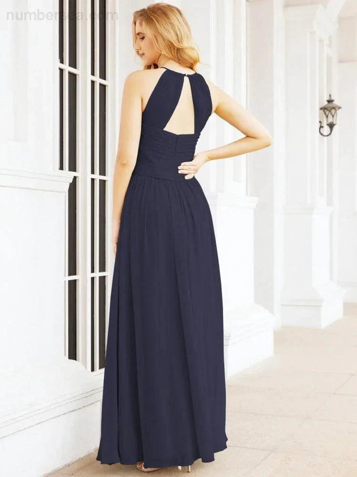 Numbersea Sleeveless Bridesmaid Dresses Long Prom Gown Zipper with Keyhole Back 28056 by numbersea