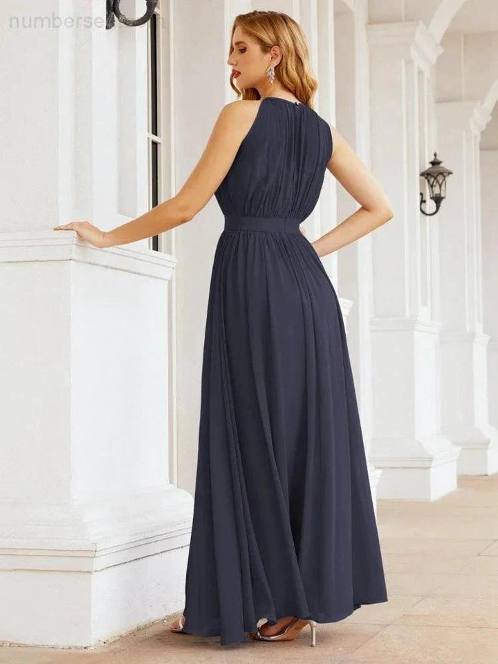 Numbersea Halter Bridesmaid Dress Empire Waist Formal Evening Prom Gown for Mother of The Bride 28030 by numbersea