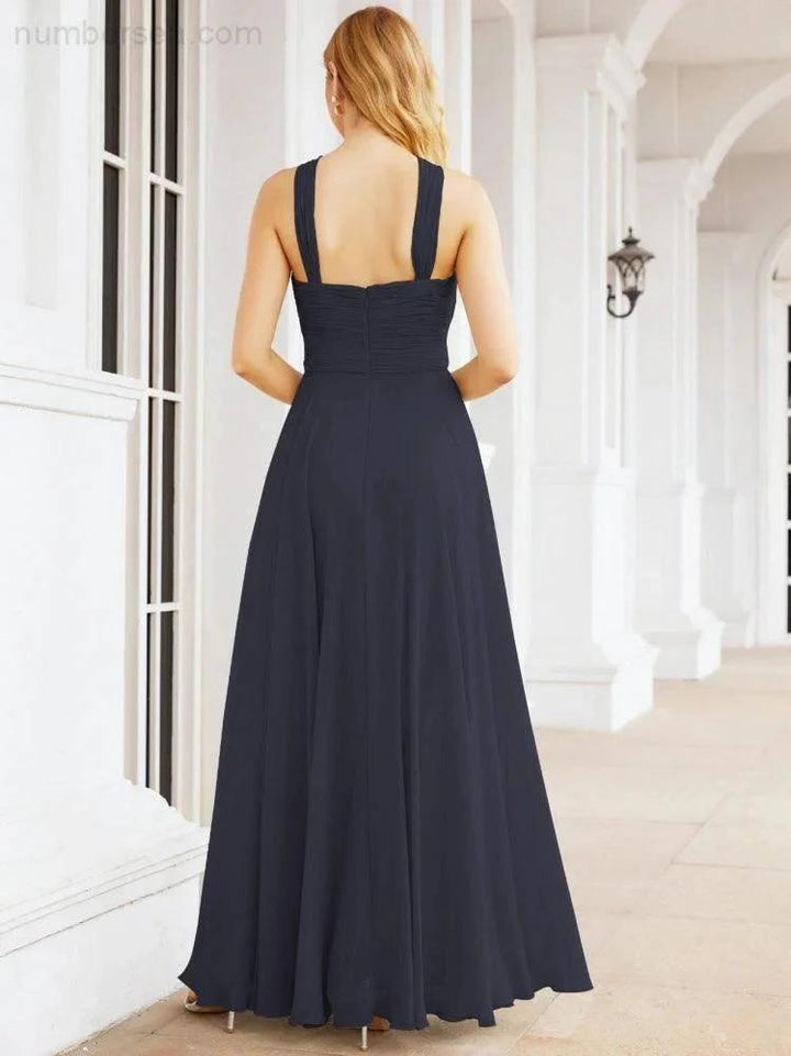 Numbersea Crisscross Halter Bridesmaid Dresses for Party Wedding Evening Prom Maxi Ball Gowns 28053 by numbersea