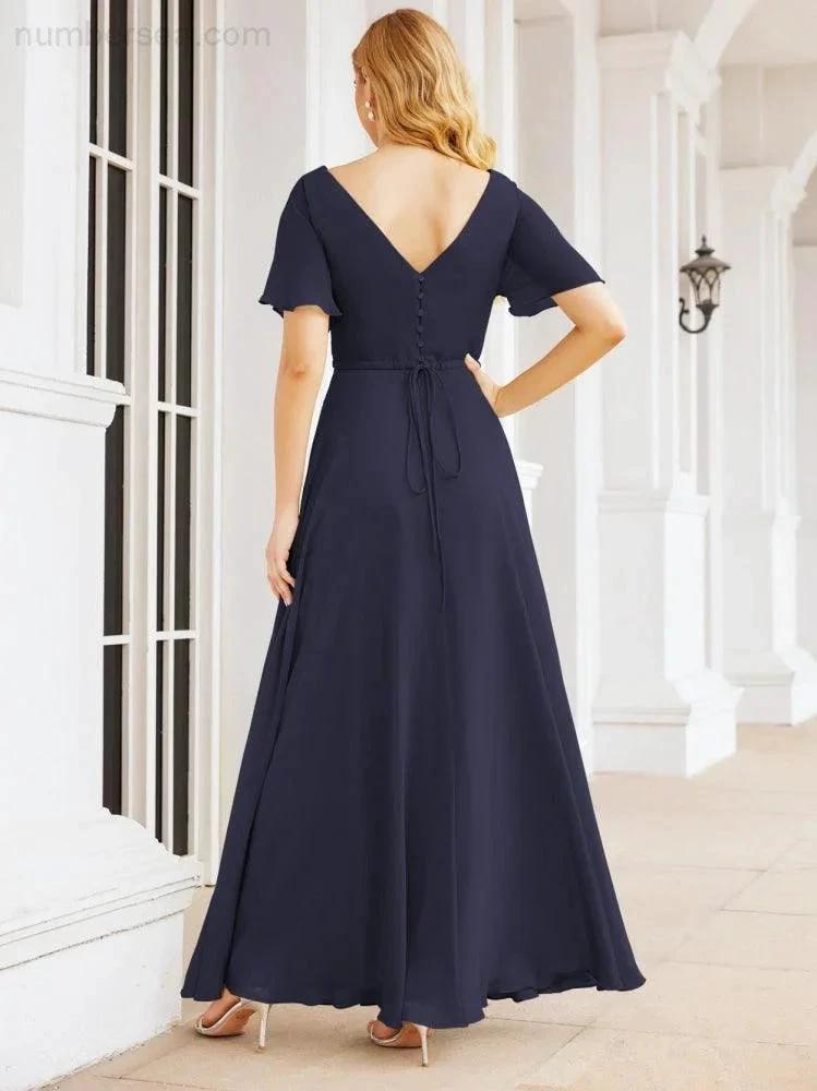 Numbersea Formal Prom Gowns for Mother of The Bride Short Sleeves Bridesmaid Dress 28049 by numbersea