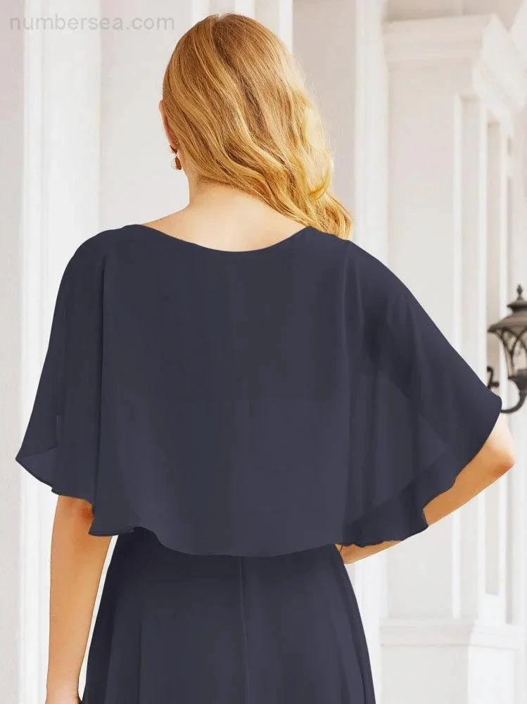 Numbersea Bridesmaid Dresses for Wedding Formal Evening Party Prom Gown with Cape 28050 by numbersea