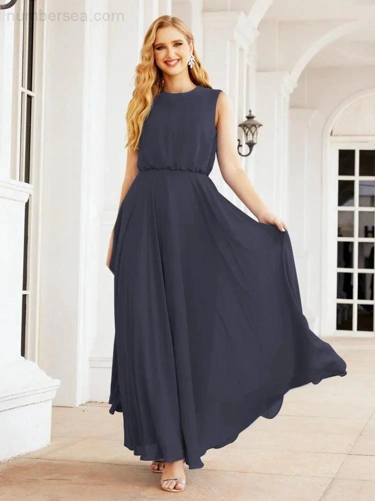 Numbersea Sleeveless Long Bridesmaid Dress A line Formal Evening Prom Gown 28025 by numbersea