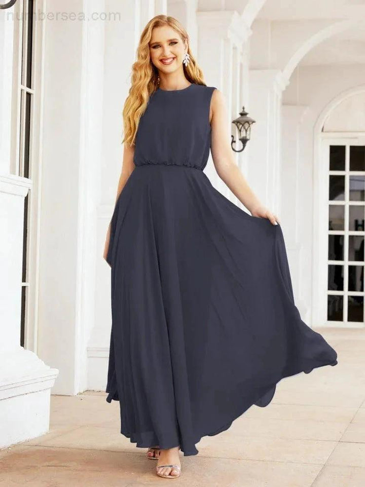 Numbersea Sleeveless Long Bridesmaid Dress A line Formal Evening Prom Gown 28025 by numbersea