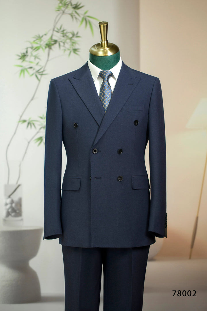 Double-Breasted Navy Wool Suit | Tailored Formal Groom &amp; Business Suit by 男装