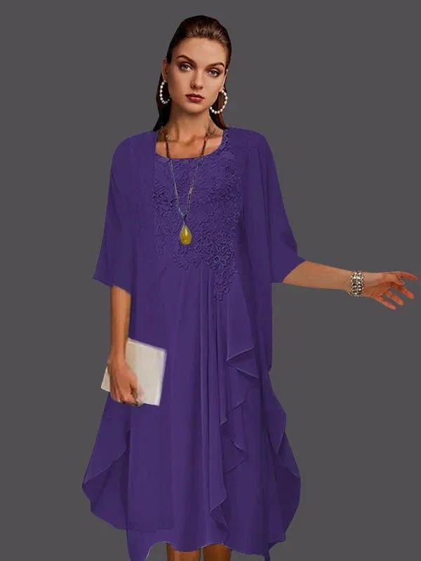 Two Piece A-Line Chiffon Lace Sleeveless Jacket Dresses with Pleats Appliques by Dreamylily