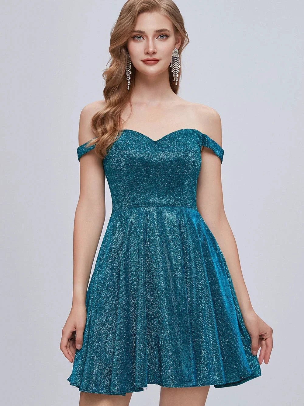 Off The Shoulder Sweetheart A Line Lace Up Short Homecoming Dresses by Cicinia