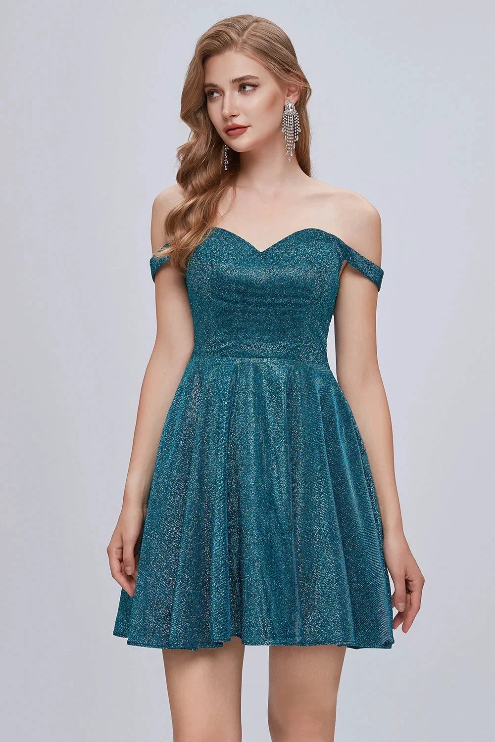 Off The Shoulder Sweetheart A Line Lace Up Short Homecoming Dresses by Cicinia