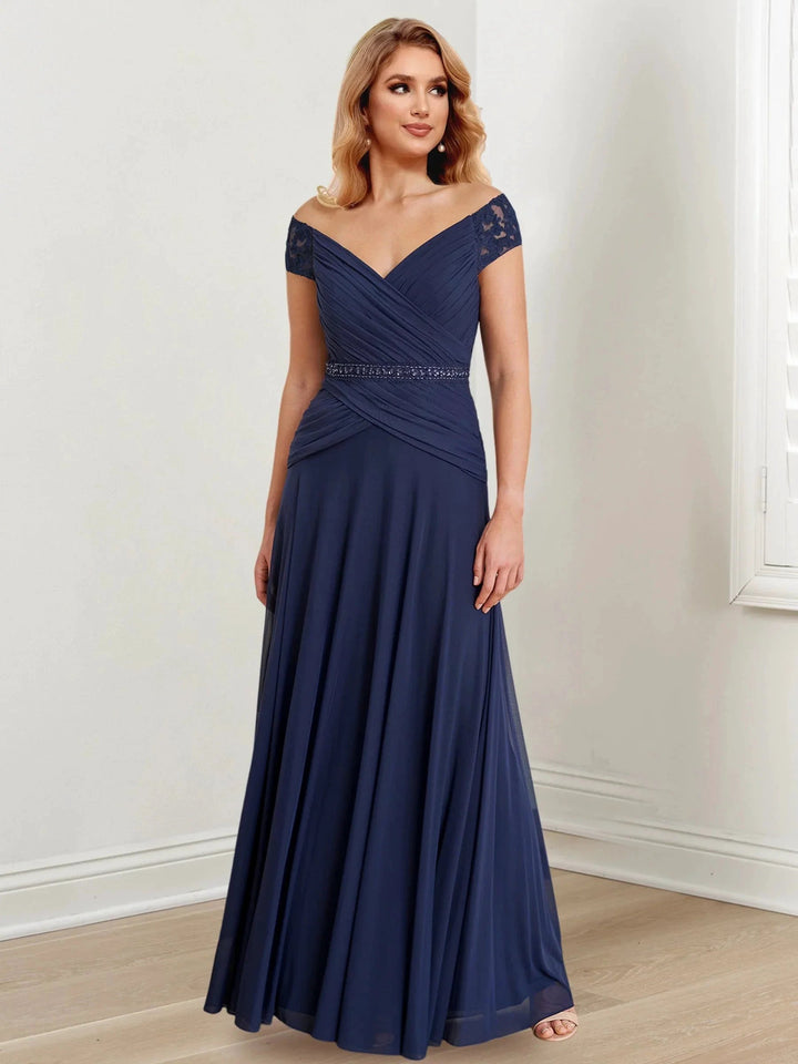 A-Line/Princess Off-the-Shoulder Floor-Length Mother of the Bride Dresses by Dreamylily