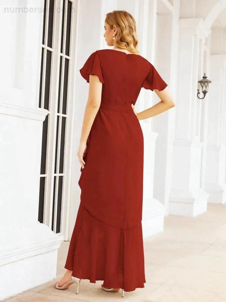 Numbersea Ruffled Bridesmaid Dresses Mermaid Formal Violin Evening Party Prom Gowns 28042 by numbersea