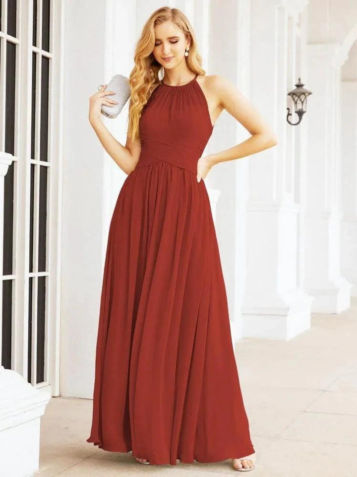Numbersea Sleeveless Bridesmaid Dresses Long Prom Gown Zipper with Keyhole Back 28056 by numbersea