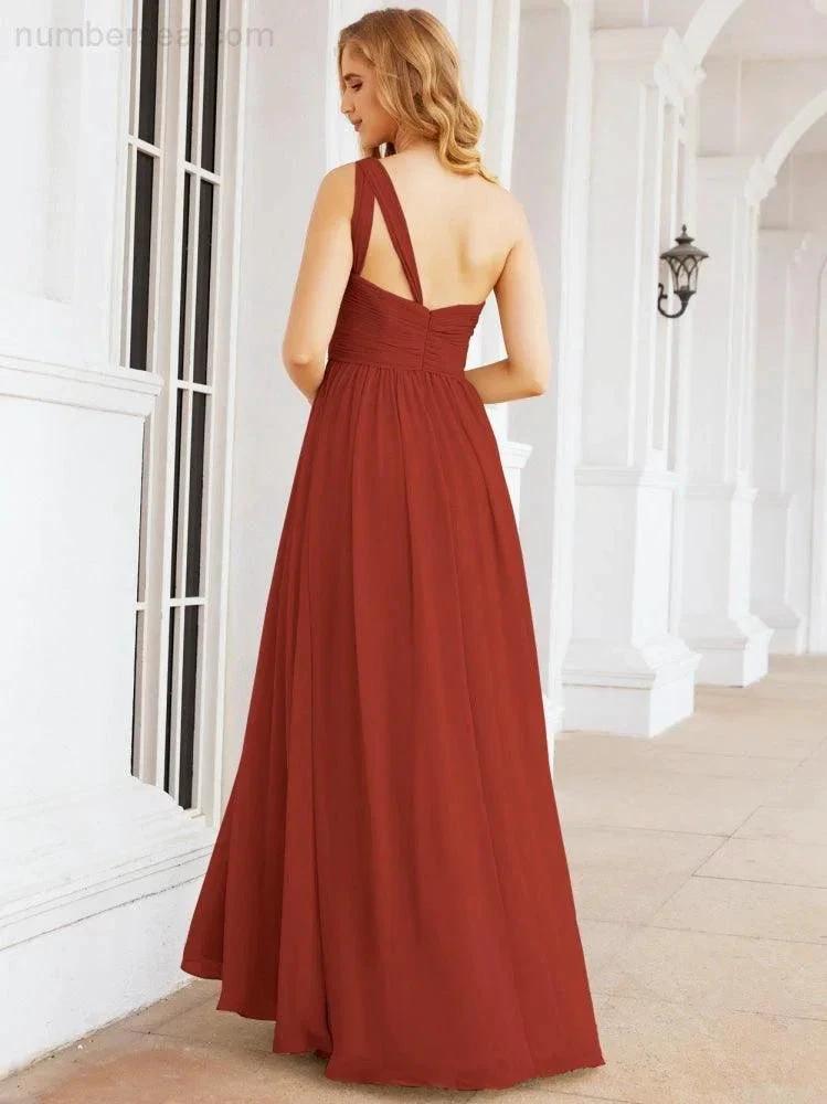 Numbersea One Shoulder Bridesmaid Dresses Long Maxi Formal Evening Party Prom Gowns 28061 by numbersea