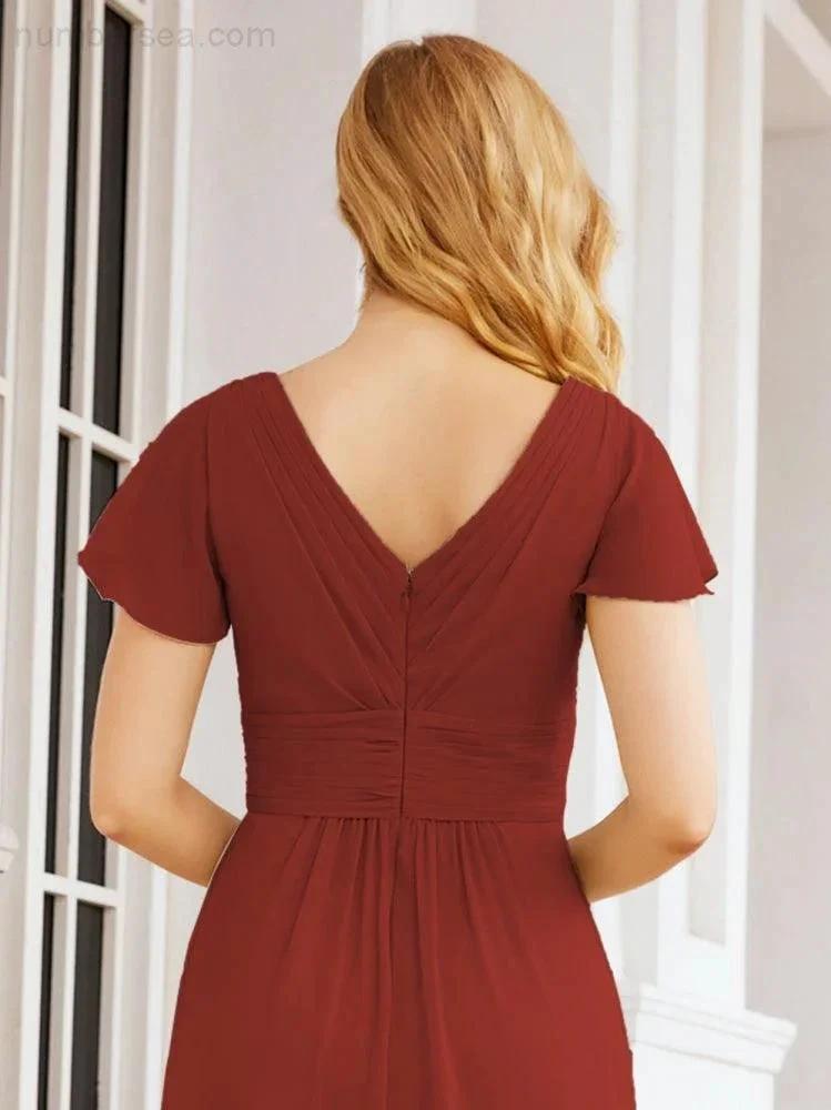 Numbersea Formal Prom Gowns for Mother of The Bride Cap Sleeves Bridesmaid Dress 28047 by numbersea