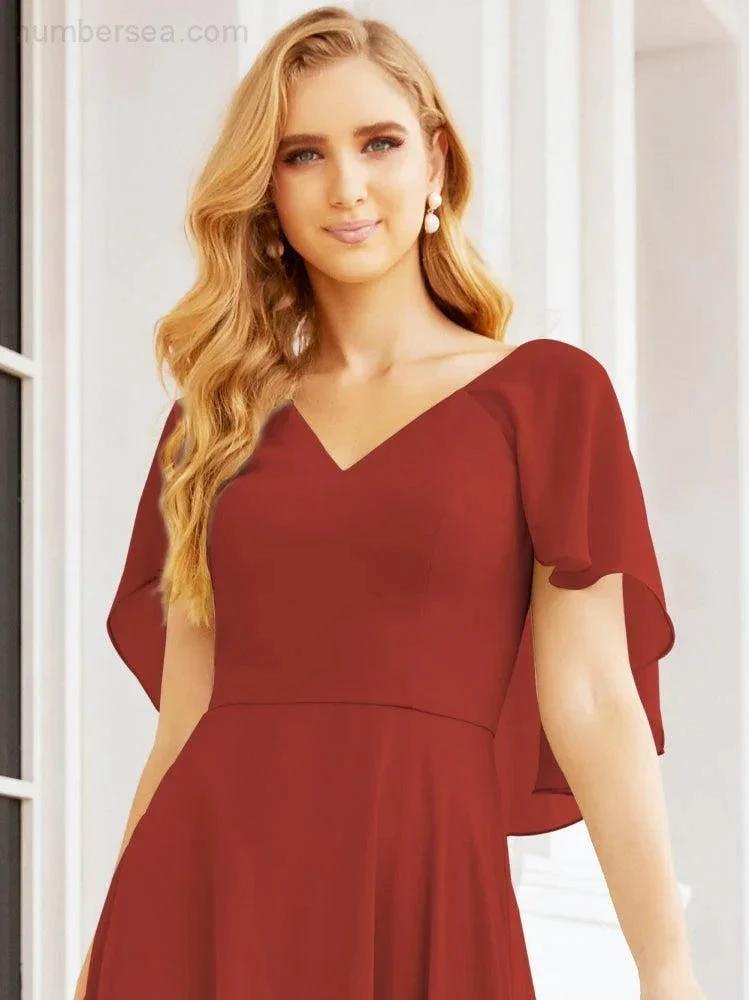Numbersea Bridesmaid Dresses for Wedding Formal Evening Party Prom Gown with Cape 28050 by numbersea