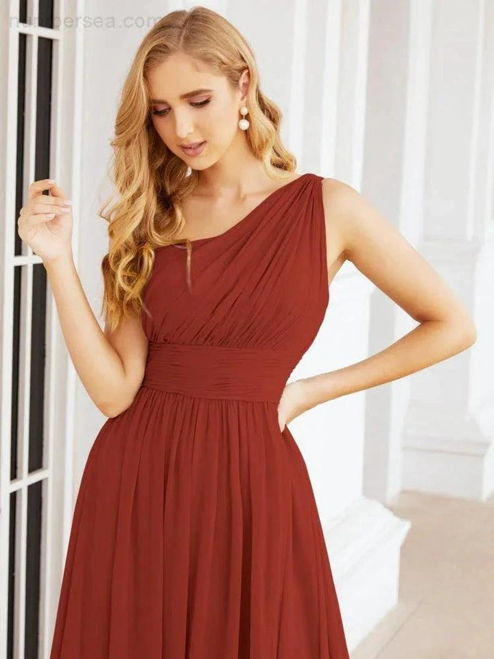 Numbersea One Shoulder Bridesmaid Dresses Long Maxi Formal Evening Party Prom Gowns 28061 by numbersea