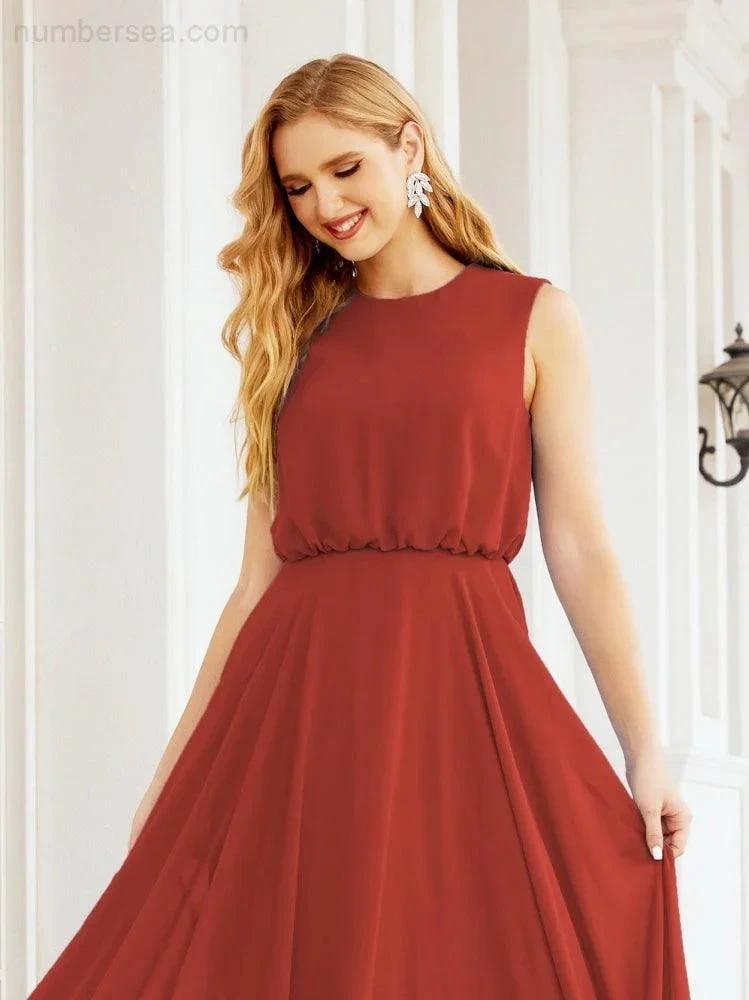 Numbersea Sleeveless Long Bridesmaid Dress A line Formal Evening Prom Gown 28025 by numbersea