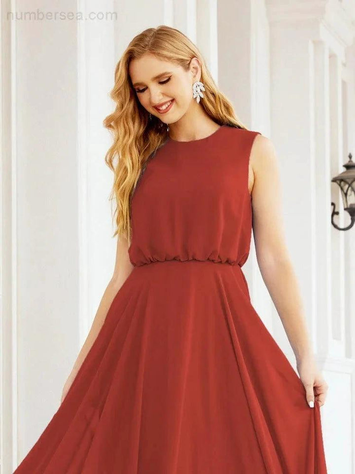 Numbersea Sleeveless Long Bridesmaid Dress A line Formal Evening Prom Gown 28025 by numbersea