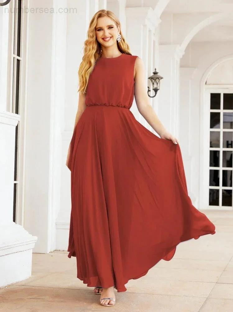 Numbersea Sleeveless Long Bridesmaid Dress A line Formal Evening Prom Gown 28025 by numbersea