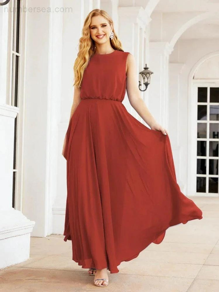 Numbersea Sleeveless Long Bridesmaid Dress A line Formal Evening Prom Gown 28025 by numbersea
