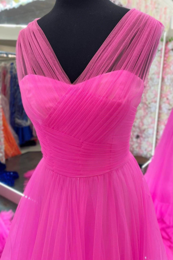 Mariam |A line Illusion V Neck Layers Tulle Prom Dress by KissProm