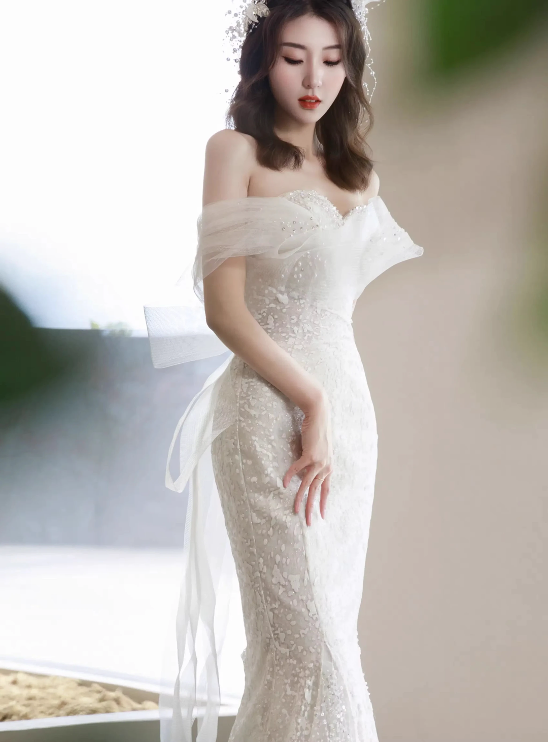 Glitter Mermaid Wedding Dress,Chic Bridal Dress ,Y2415 by simplepromdress