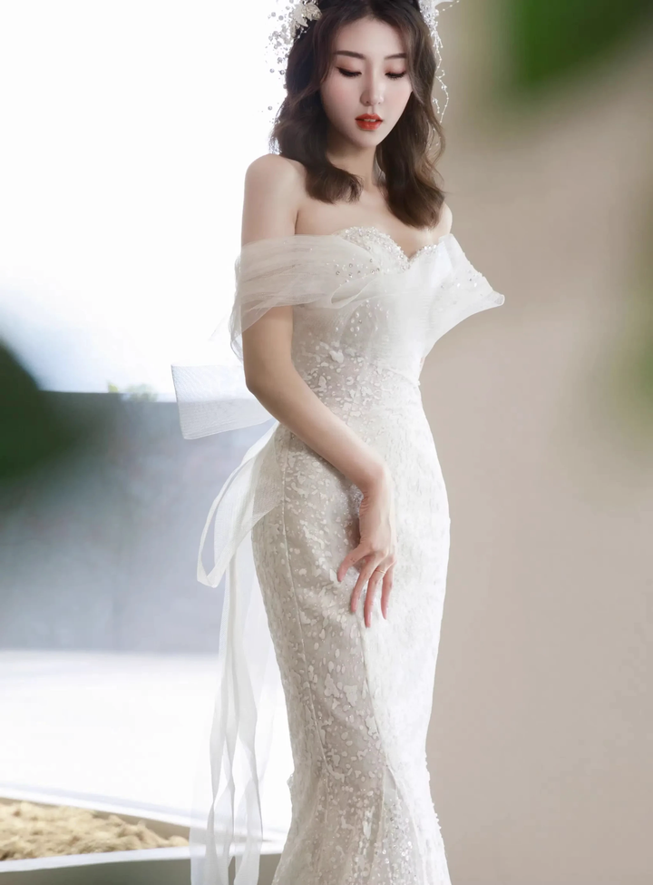 Glitter Mermaid Wedding Dress,Chic Bridal Dress ,Y2415 by simplepromdress