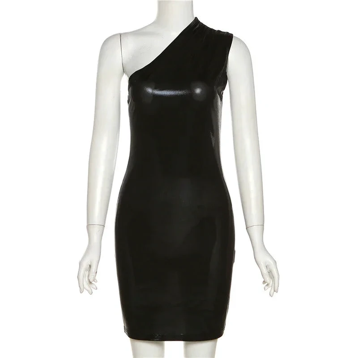Sexy Dress Women One Shoulder Dress Solid Color Sleeveless Homecoming Dress Y1987 by simplepromdress