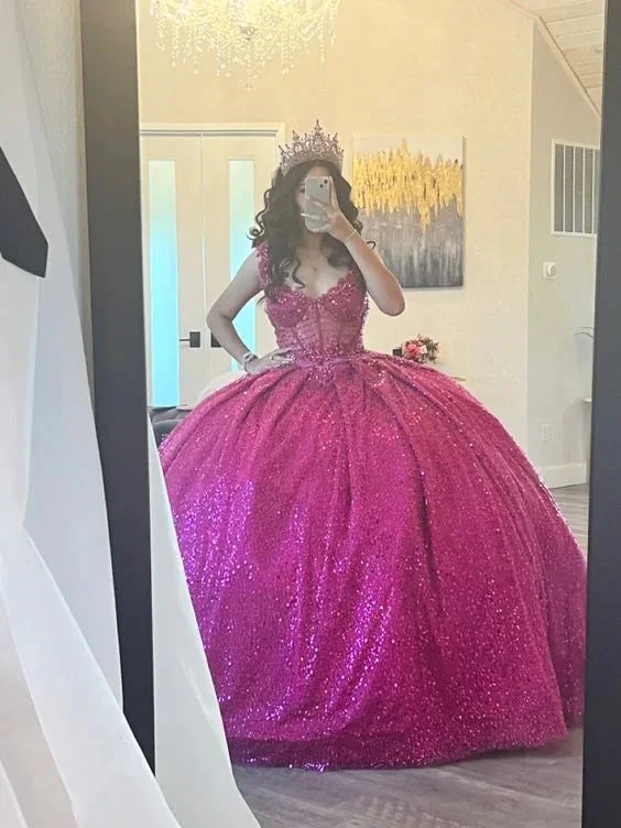 Glitter Sleeveless Quinceanera Dress Ball Gown,Sweet 16 Dress Y7405 by simplepromdress