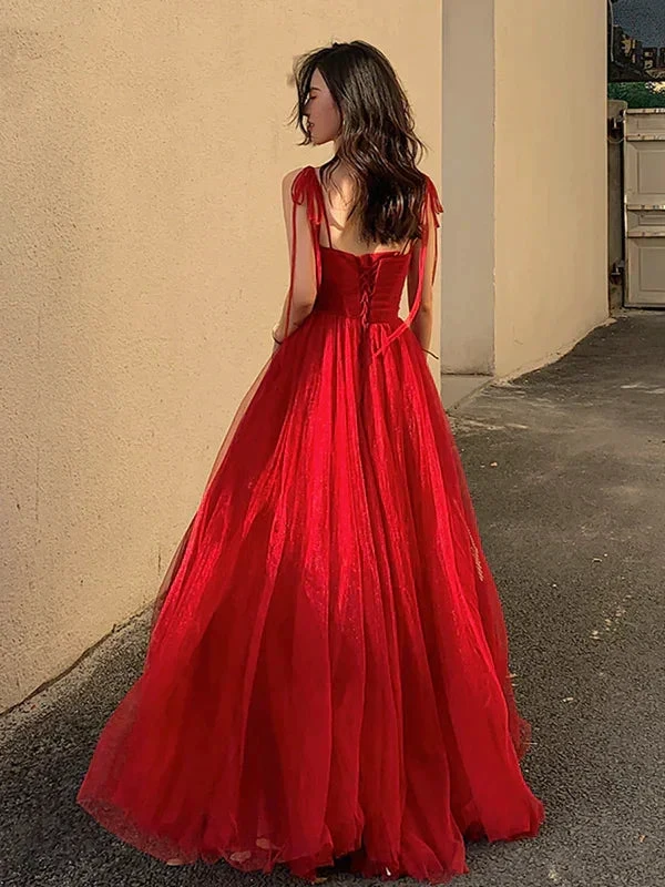 Spaghetti Straps Burgundy Floral Prom Dresses, Wine Red Long Formal Evening Dresses with Corset Back Y1297 by simplepromdress