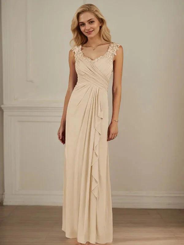 Champagne A-Line Sweetheart Neckline Pleated Mesh Dress by Dreamylily