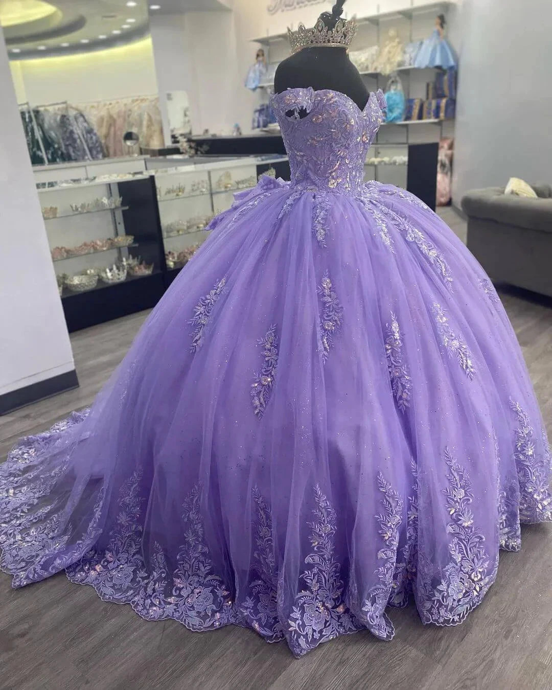 Lilac Corset Mexican Quinceanera Dress Ball Gown,Appliques Lace Birthday Dress Y1476 by simplepromdress