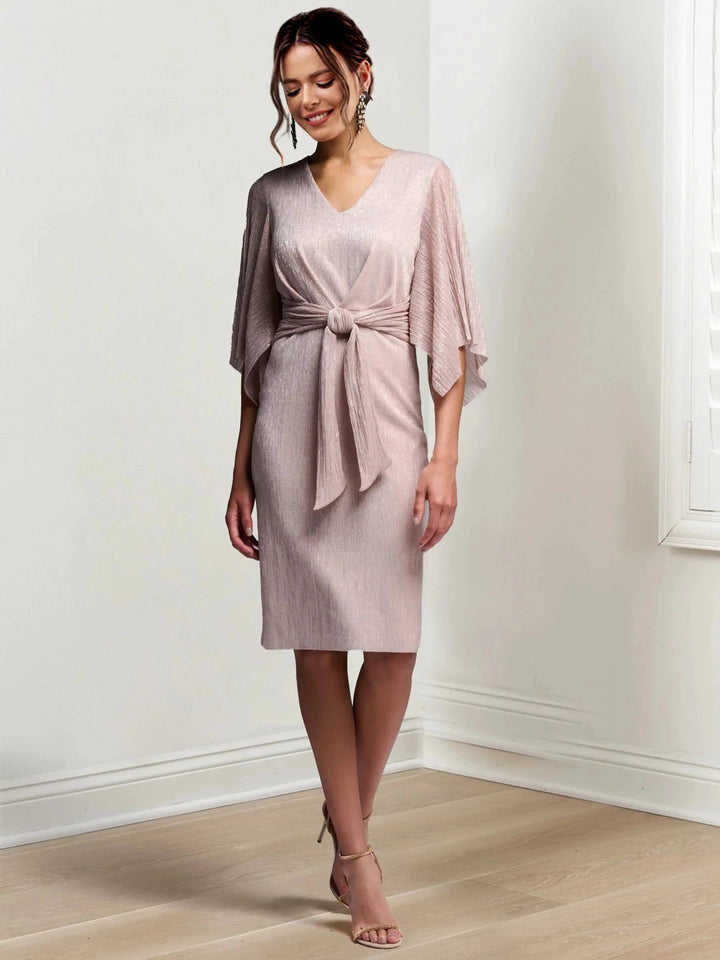 Sheath/Column V-Neck Knee-Length Mother of the Bride Dresses by Dreamylily