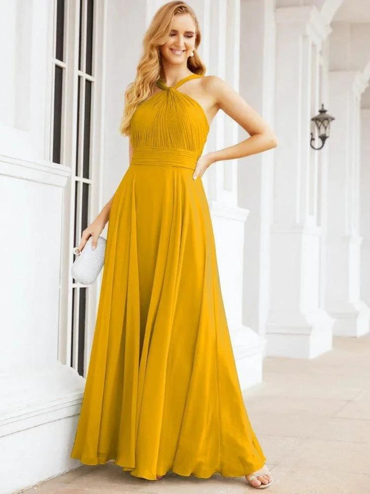 Numbersea Crisscross Halter Bridesmaid Dresses for Party Wedding Evening Prom Maxi Ball Gowns 28053 by numbersea