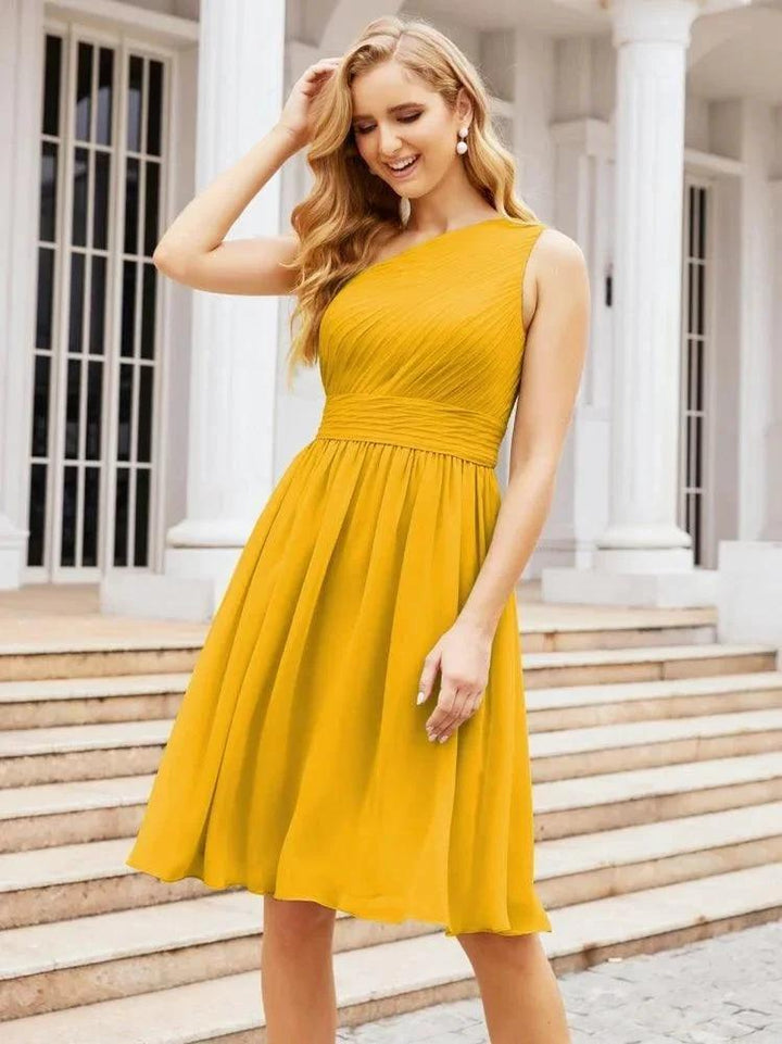 Numbersea Homecoming Dress One Shoulder Pleated Short Formal Prom Gowns 28046 by numbersea