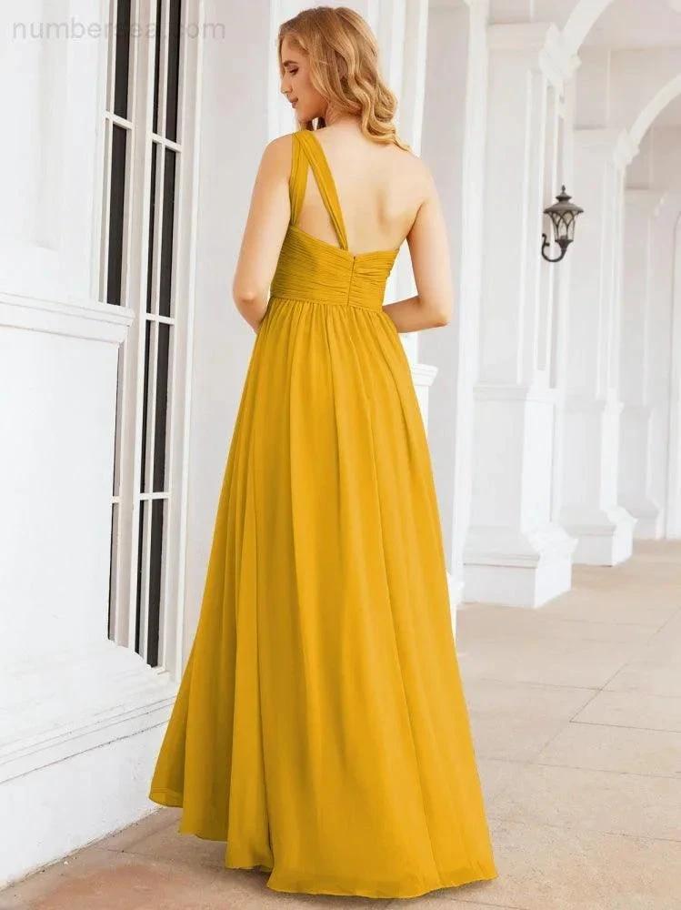 Numbersea One Shoulder Bridesmaid Dresses Long Maxi Formal Evening Party Prom Gowns 28061 by numbersea